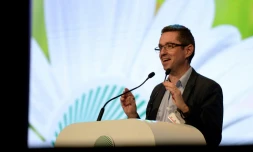Jérôme Despey, secrétaire général de la FNSEA, premier syndicat agricole, lors du congrès du syndicat à Tours, le 28 mars 2018