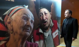 Le pÚre Patrick Desbois, à l'origine de l'exposition au mémorial du camp de Rivesaltes dans les Pyrénées-Orientales le 21 novembre 2019