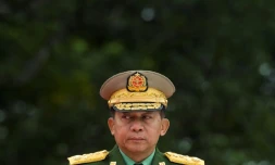 Le chef de l'armée birmanie Min Aung Hlaing à Rangoun le 19 juillet 2018