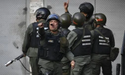 Des membres de la Garde nationale bolivarienne déployés après le soulèvement de militaires, à Caracas, le 21 janvier 2019.