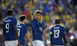 Désiré Doué, double buteur, lors du match amical de la France contre la Colombie à Landover (Maryland) le 29 mars 2026
