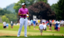 Le N.1 mondial australien Jason Day lors du dernier tour de l'US Open de golf, le 19 juin 2016 à Oakmont en Pennsylvanie