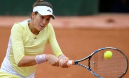 L'Espagnole Garbiñe Muguruza, le 3 juin 2016 à Roland-Garros lors de sa demi-finale face à l'Australienne Samantha Stosur