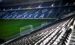 Le Borussia Park, à Mönchengladbach en Allemagne, vide. Photo prise le 16 avril 2020.