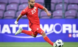 Le milieu de terrain de la Tunisie Naïm Sliti lors du match amical contre la Turquie, le 1er juin 2018 à Genève 