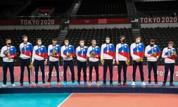 L'équipe russe de volley, médaille d'argent aux Jeux olympiques de Tokyo, en août 2021