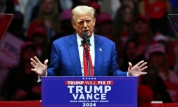 Le candidat républicain à la Maison Blanche Donald Trump, en meeting au Madison Square Garden à New York, le 27 octobre 2024 à New York