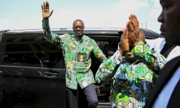 Tidjane Thiam, élu le 22 décembre nouveau chef de l'opposition ivoirienne, pendant sa campagne le 9 décembre 2023 à Yamoussoukro