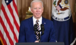 Joe Biden lors d'un discours sur la politique étrangÚre au département d'Etat à Washington le 4 février 2021