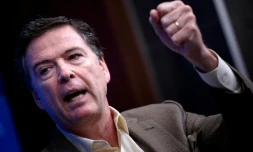 L'ancien directeur du FBI, la police fédérale américaine, James Comey, en promotion de son livre "A Higher Loyalty" à la Brookings Institution à Washington DC, le 11 mai 2018
