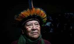 Le leader yanomami Davi Kopenawa, le 29 janvier 2020 à Paris