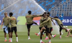 Les joueurs canadiens peaufinent leurs réglages lors d'un entraînement à Carson, le 27 juin 2026, à la veille d'affronter l'Afrique du Sud en 16e de finale du Mondial