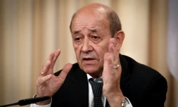 Le chef de la diplomatie française Jean-Yves Le Drian, le 27 février 2018 à Moscou