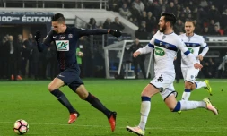 La recrue du PSG Julian Draxler (g) lors du match de Coupe de France face à Bastia, le 7 janvier 2017 au Parc des Princes