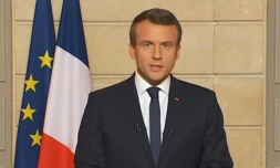 Capture d'écran de la chaîne LCI lors de l'intervention du président Emmanuel Macron annonçant l'opération "Make our planet great again", le 1er juin 2017