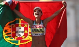 La Portugaise Ines Henriques remporte le premier 50 km marche femmes de l'histoire des Mondiaux, le 13 août 2017 à Londres