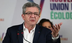 Le leader de LFI Jean-Luc Mélenchon lors de la présentation du programme de l'alliance Nupes, le 25 mai 2022 à Paris