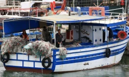 Des pêcheurs préparent leurs filets dans le port de Zarzis dans le sud de la Tunisie, le 21 mai 2019