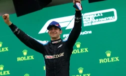 Le pilote français Esteban Ocon vainqueur du GP de Hongrie sur le Hungaroring, près de Budapest, le 1er août 2021