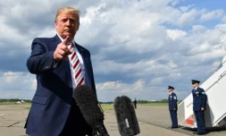 Le président américain lors d'une déclaration à la presse sur l'aéroport de Morristown le 4 août 2019