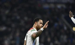 L'attaquant néerlandais de l'OL Memphis Depay auteur du 3e but face à Caen en quart de finale de Coupe de France, le 27 février 2019 à Lyon