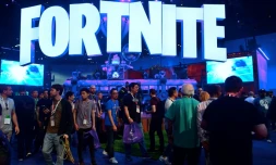 Le stand Fortnite lors d'un salon à Los Angeles, le 12 juin 2018
