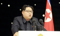 Le dirigeant nord-coréen, Kim Jong-Un,à Pyongyang le 13 février 2016