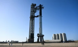 Un exemplaire de la fusée Starship de SpaceX le 16 avril 2023 au Texas, avant son premier décollage