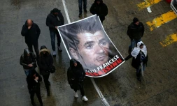 Le portrait du militant indépendantiste Yvan Colonna lors d'une manifestation de soutien à Bastia, le 13 mars 2022