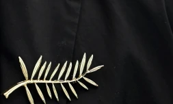 Une épingle en forme de Palme d'or, le 21 mai 2025 au festival de Cannes