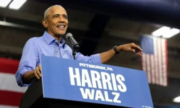 L'ancien président américain Barack Obama s'exprime lors d'un événement de campagne pour la vice-présidente et candidate démocrate à la présidence Kamala Harris à Pittsburgh, Pennsylvanie, le 10 octobre 2024