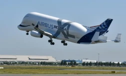 L'Airbus Beluga XL décolle de l'aéroport de Toulouse-Blagnac, le 19 juillet 2018