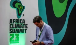 Le logo du Sommet africain pour le climat, le 2 septembre 2023 Ă Nairobi, au Kenya