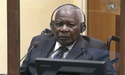 Image tirée d'une vidéo diffusée le 29 septembre 2022 par le Mécanisme international de Félicien Kabuga, financier présumédu génocide au Rwanda en 1994, le 18 août 2022 à La Haye