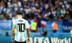 L'attaquant argentin Lionel Messi lors de la défaite à Kazan face à la France en 8e de finale du Mondial le 30 juin 2018