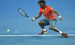 Gaël Monfils face à Nicolas Mahut à l'Open d'Australie, le 21 janvier 2016 à Melbourne