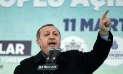 Le présiden turc Rece^p Tayyip Erdogan lors d'un meeting le 11 mars 2017 à Istanbul