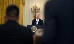 Le président américain Joe Biden livre un discours sur l'Afghanistan à la Maison Blanche, le 16 août 2021