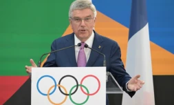 Le présiden du CIO Thomas Bach, le 26 juillet 2023 à Paris, à un an des JO de Paris-2024