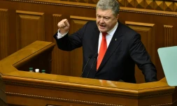 Le président ukrainien Petro Porochenko lors d'un discours au Parlement à Kiev, le 26 novembre 2018