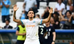 L'attaquant argentin de Marseille Lucas Ocampos auteur d'un but lors de la réception de Lille le 21 avril 2018