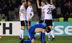 L'Allemagne, portée par Andre Schürrle (g), a facilement battu l'Azerbaïdjan, chez lui à Bakou, le 26 mars 2017