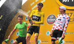 Le "sérial vainqueur" Chris Froome, ici à Shanghai, participera en 2018 au Giro d'Italia, le seul grand Tour cycliste qu'il n'a pas encore gagné