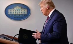 Le président américain
Donald Trump s'exprime lors d'un point presse le 12 août 2020 à Washington