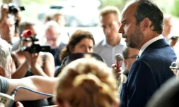 Le Premier ministre Edouard Philippe lors d'un déplacement à Roquelaure, dans le Gers, le 18 août 2017