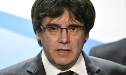 Le président catalan destitué Carles Puigdemont donne une conférence de presse à Bruxelles, le 22 décembre 2017