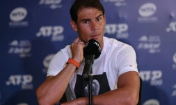 Rafael Nadal lors d'une conférence de presse au tournoi d'Acapulco, au Mexique, le 24 février 2020