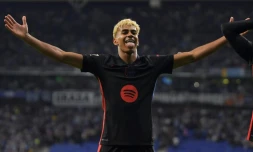 L'ailier espagnol du FC Barcelone Lamine Yamal a ouvert le score dans le derby catalan contre l'Espanyol Barcelone le 15 mai 2025 