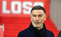 L'entraîneur de Lille Christophe Galtier suit le match contre Monaco au stade Pierre-Mauroy, le 15 mars 2019