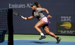 L'Américaine Serena Williams, lauréate de 23 Grands Chelems, à l'entraînement sur les courts de l'US Open à New York le 25 août. 